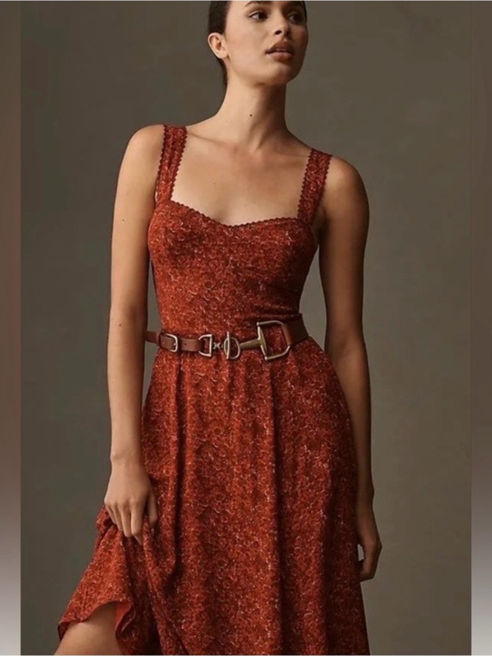 NWT Reformation Lela Red Floral Fall Wedding Midi Dress Size 10 - Picture 2 of 4